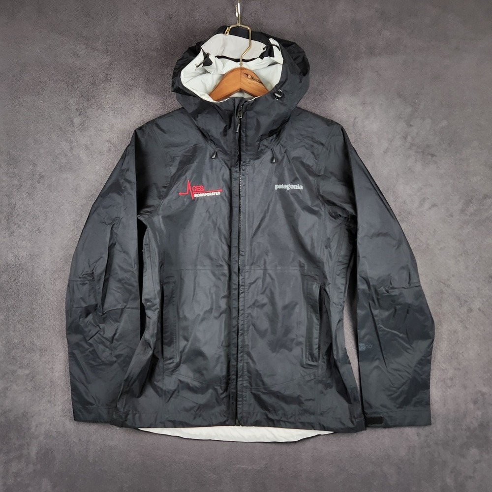 Patagonia Torrentshell Jacket Womens Small‎ Black H2No Rain Shell 83806 Logo